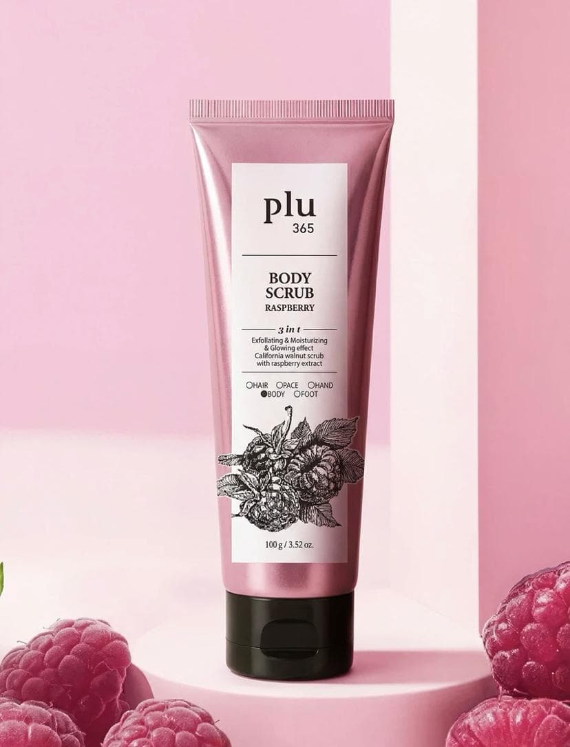Exfoliante corporal PLU 365 con aroma a frambuesa, 100g
